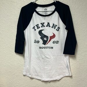 NFL Team Apparel Houston Texans Raglan 3/4 Sleeve Shirt Womens Size Small